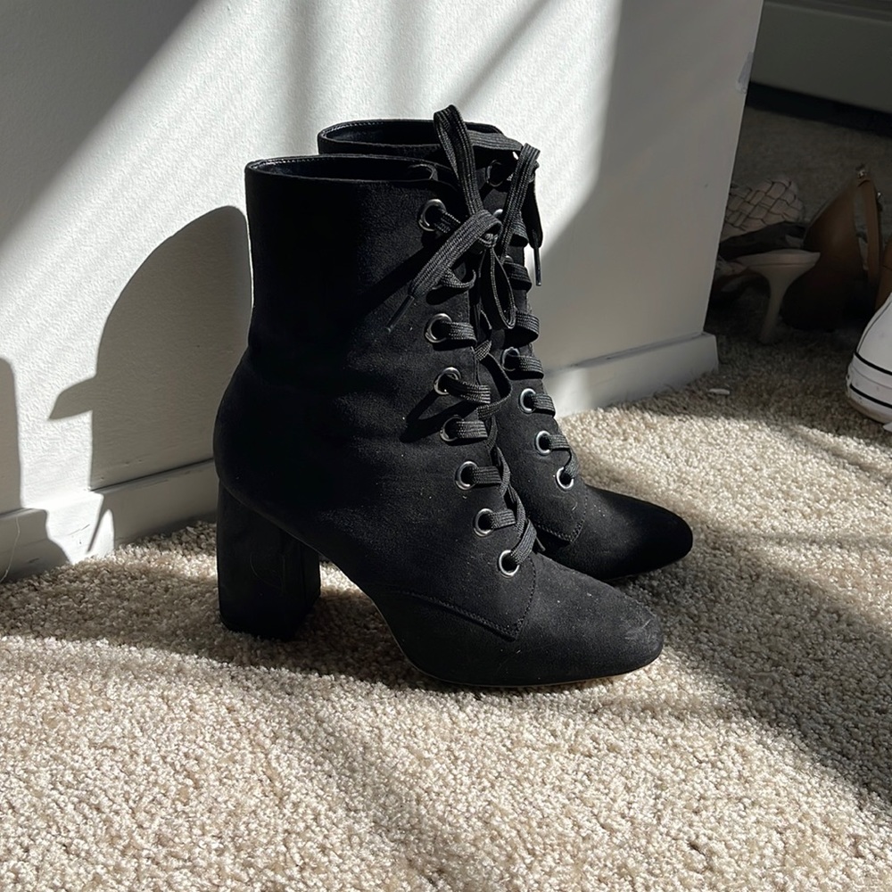 Black lace up booties